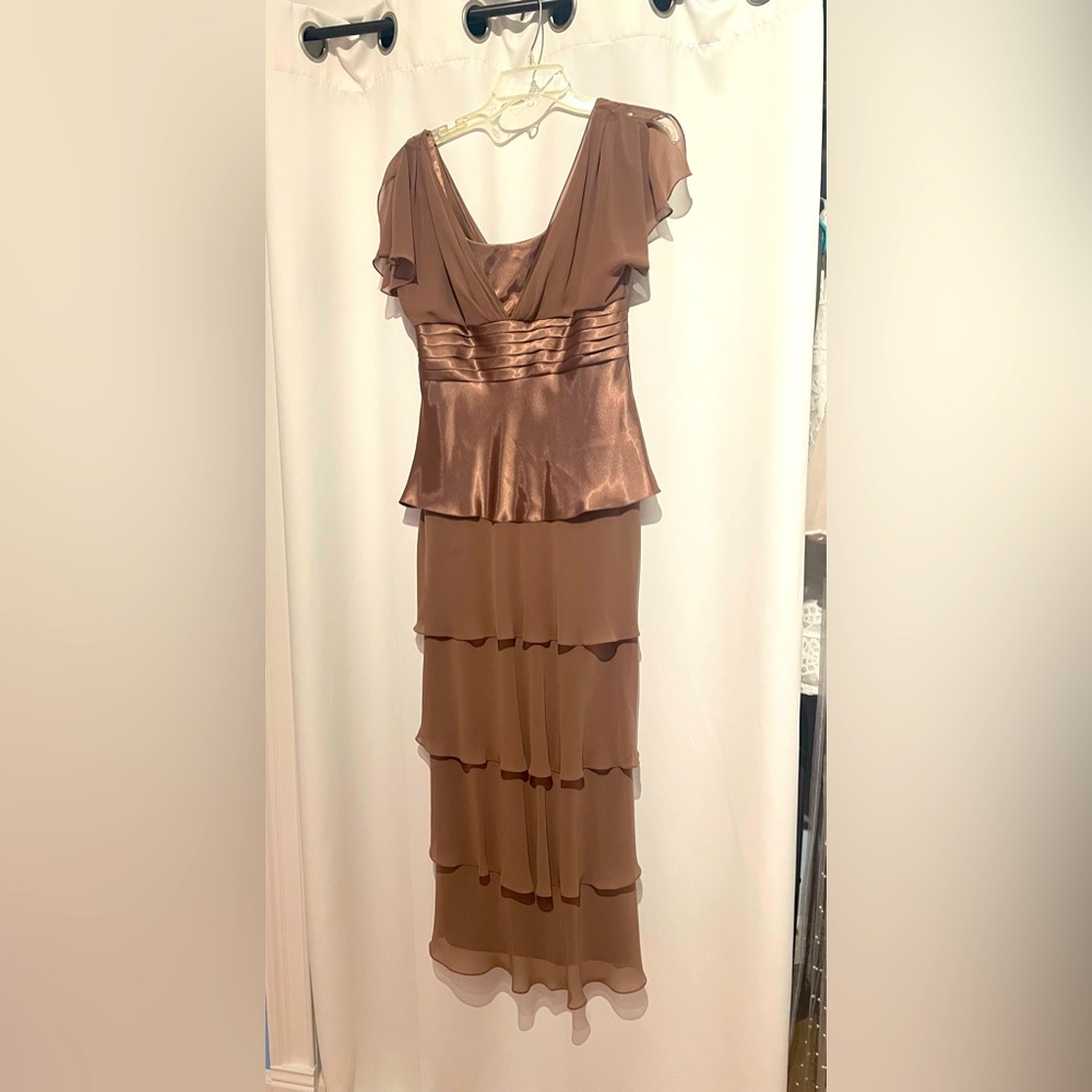 Patra shimmer brown ankle length gown. Size 6 with vintage vibe.